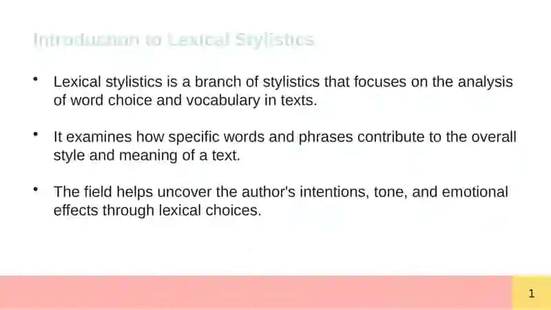 Lexical Stylistics 2