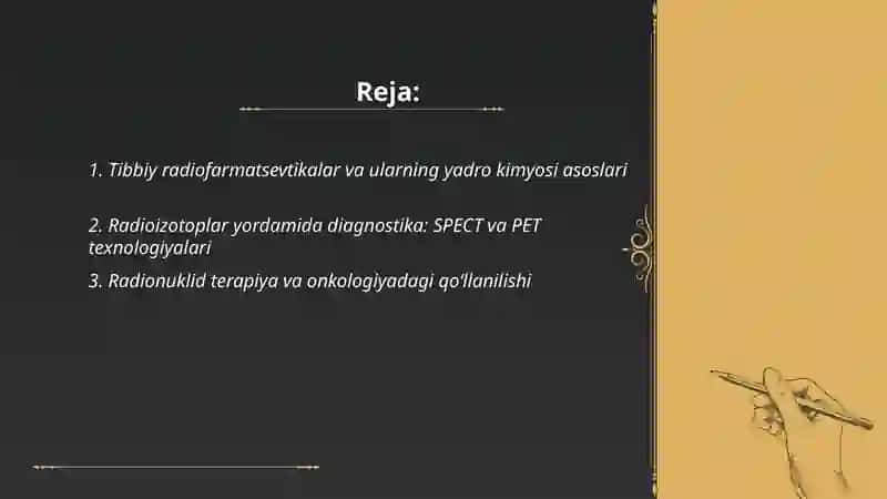 Yadro kimyosining tibbiyotdagi ahamiyati va qolanilshi 2