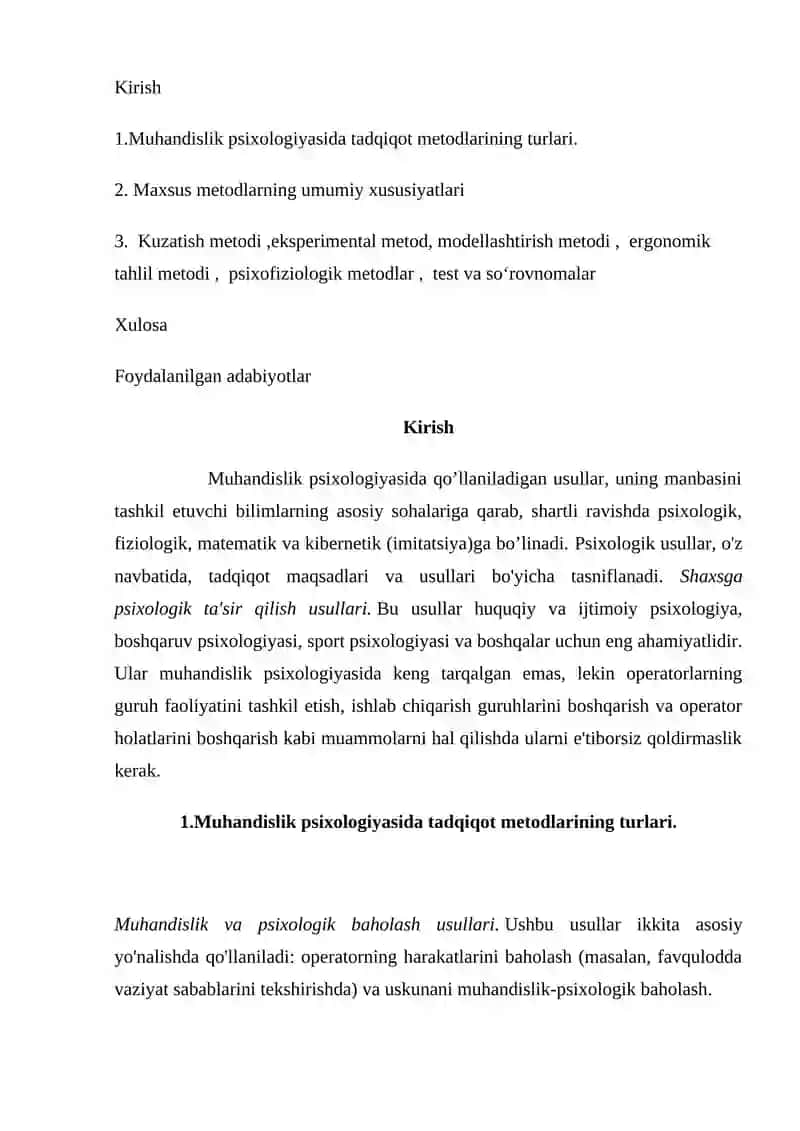 Muhandislik psixologiyasining maxsus metodlari 2