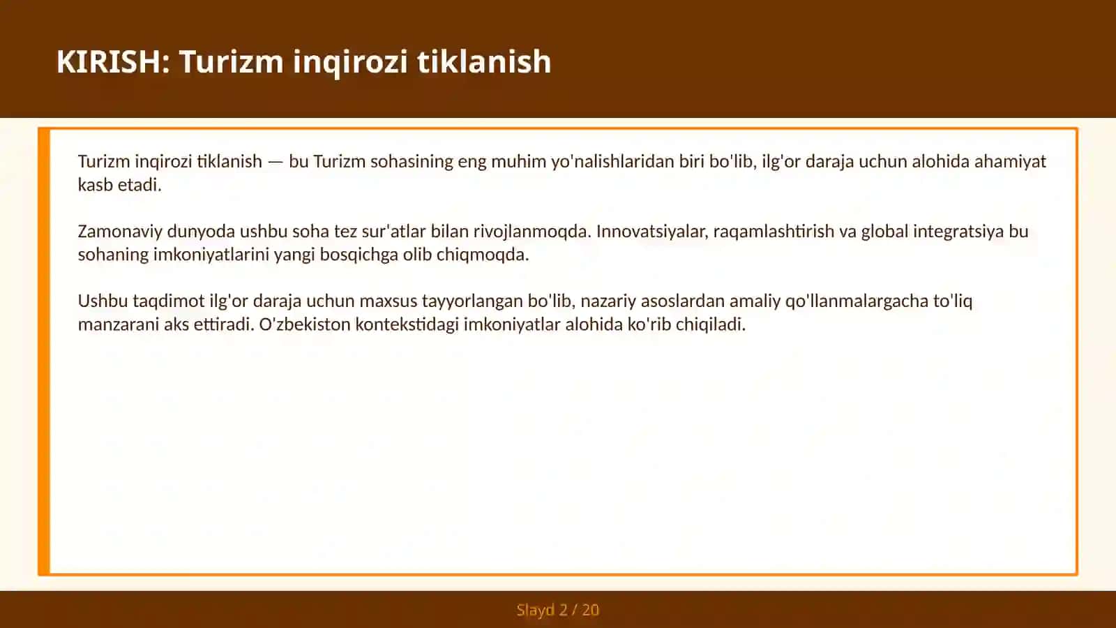 Turizm inqirozi tiklanish 2