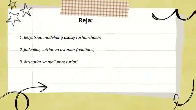 SQL ning relyatsion modelida ishlash 2