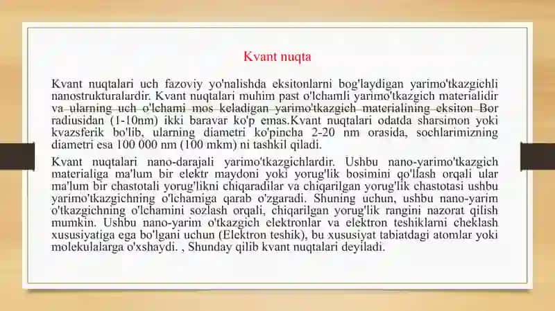 Kvant nuqtali yarim oʻtkazgichlar 2