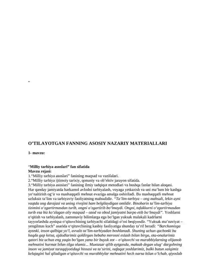 Milliy tarbiya asoslari fanidan 2