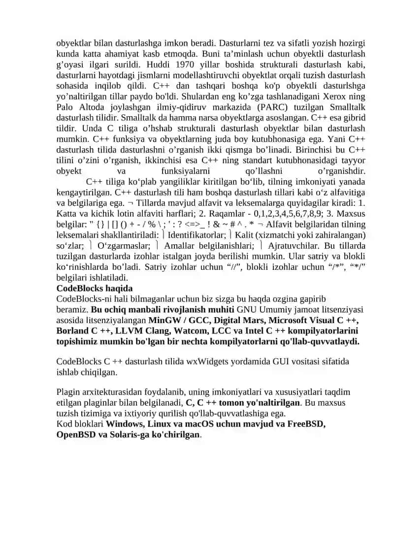 C++ dasturlash tilini o'rganamiz 2