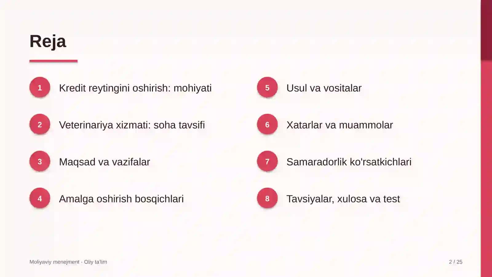 Veterinariya xizmatida kredit reytingini oshirish 2