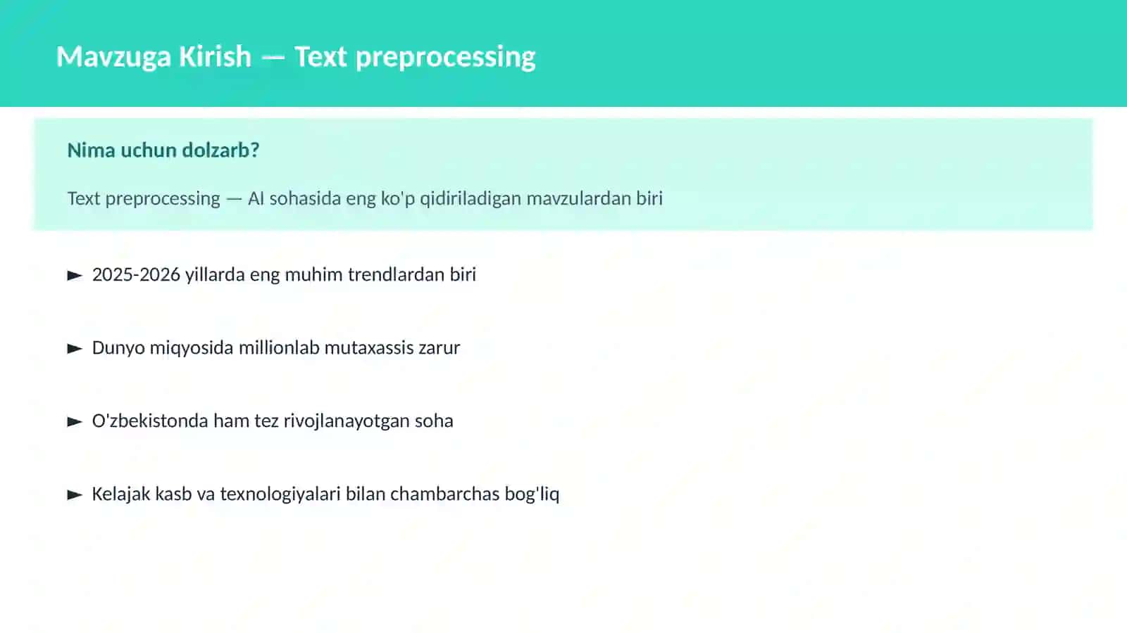 AI | NLP TABIIY TIL QAYTA ISHLASH 2