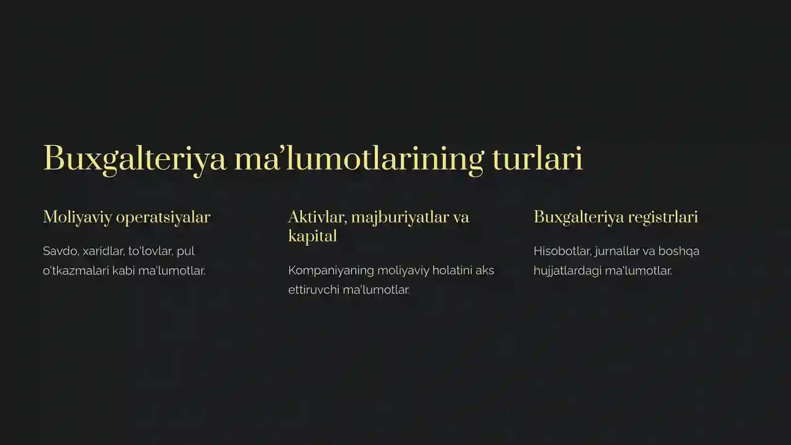 Buxgalteriyada maʼlumotlar va maʼlumotlar bazalari 2