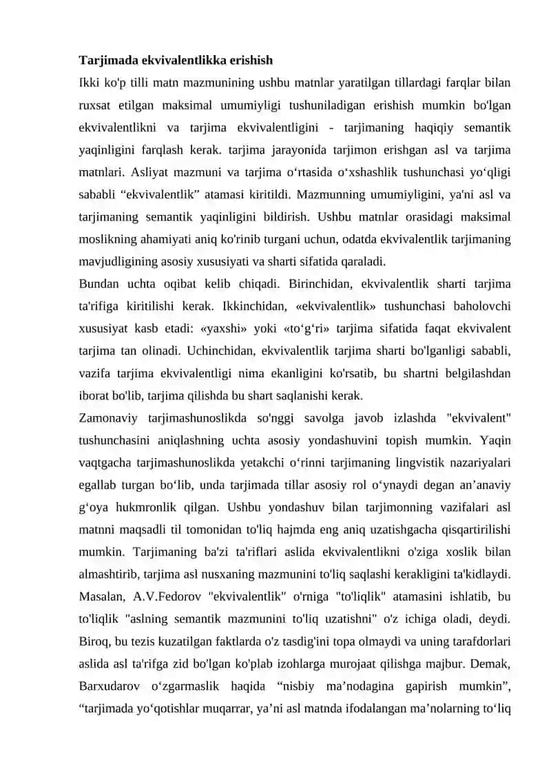 Tarjimada ekvivalentlikka erishish 2