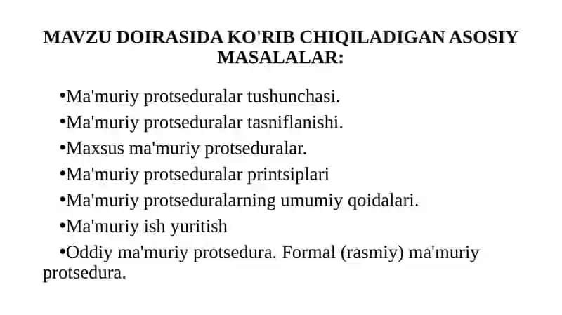 Ma'muriy Protse-duralar 2