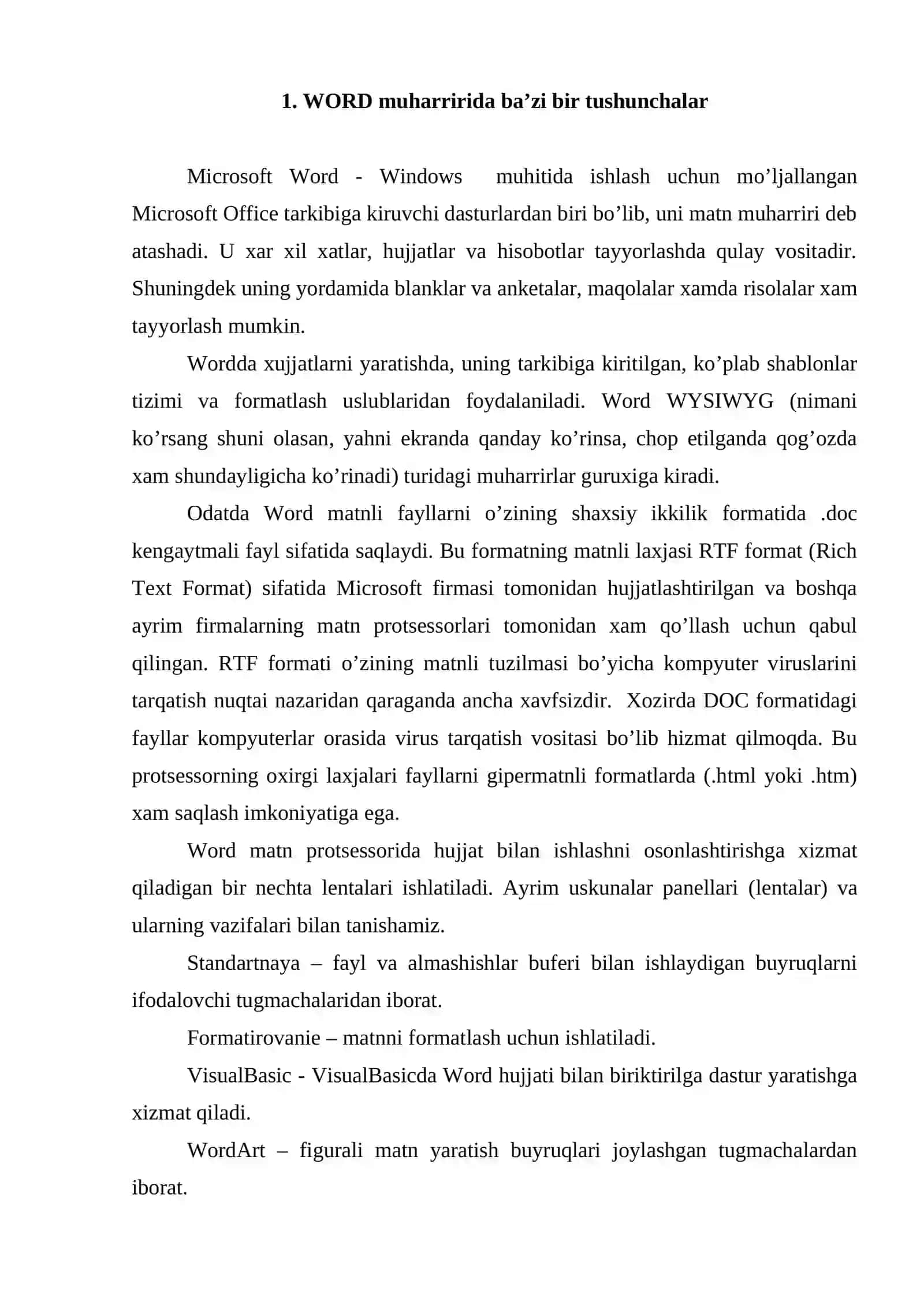Word 2010 dasturi 2