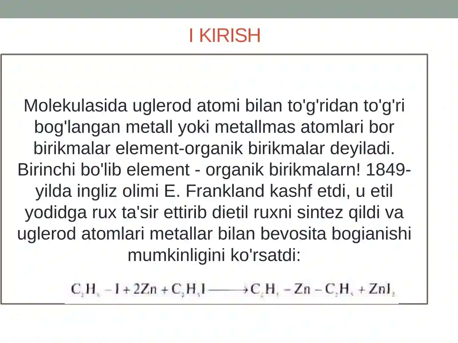 I  guruh  metall  organik  brikmalar 2