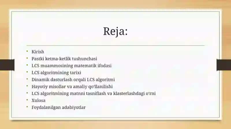 Eng uzun pastki ketma-ketlik 2