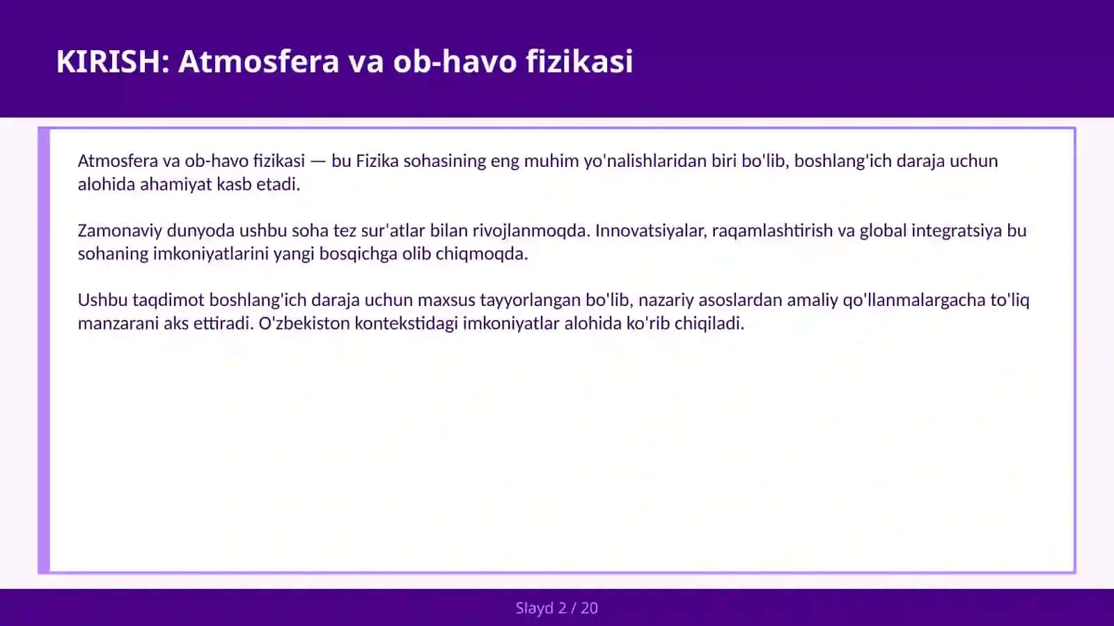 ATMOSFERA VA OB-HAVO FIZIKASI 2