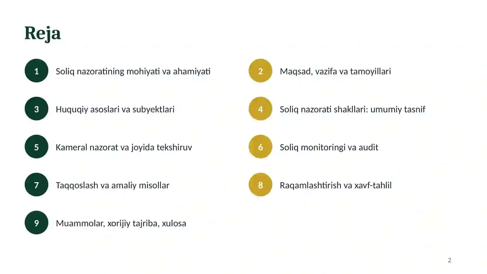 Soliq nazoratining shakllarini o'rganish, tahlil qilish 2