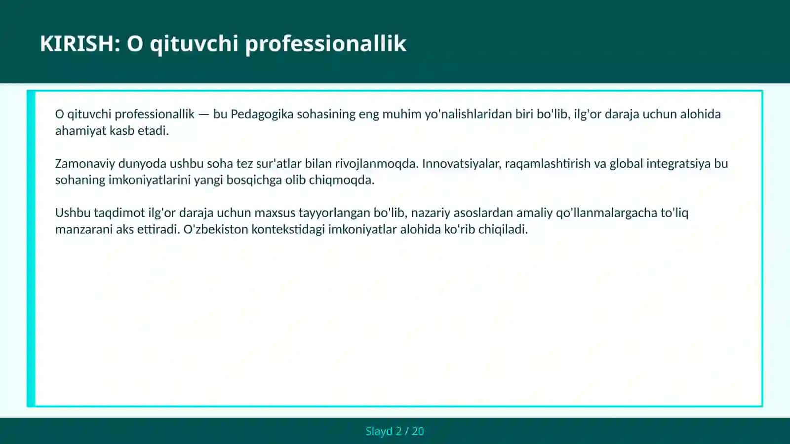 O qituvchi professionallik 2