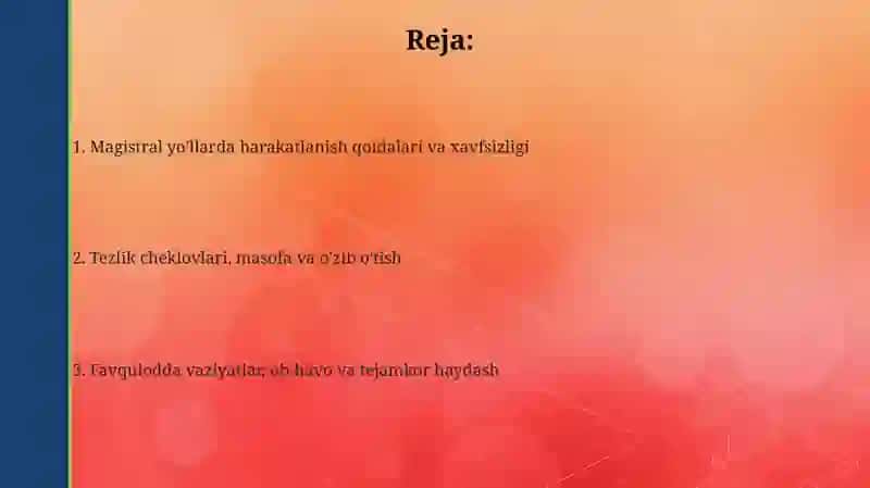 Avtomagistrallardaharakatlanish 2