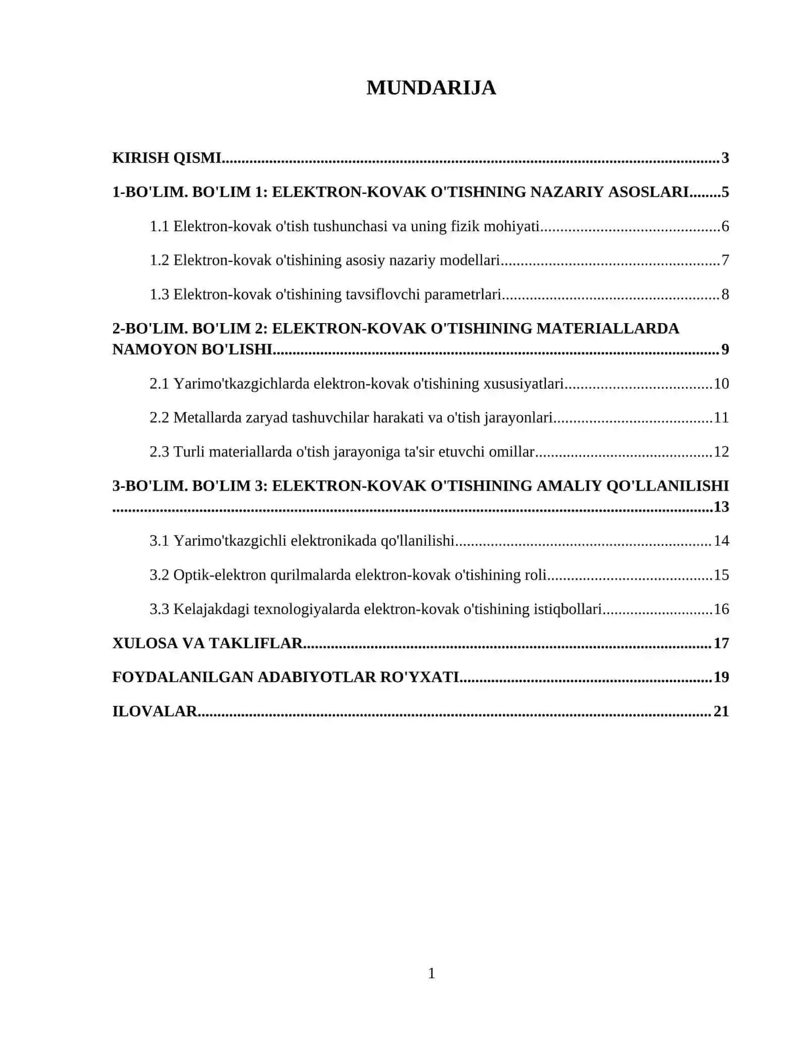 Elektron - kovak oʻtish 2