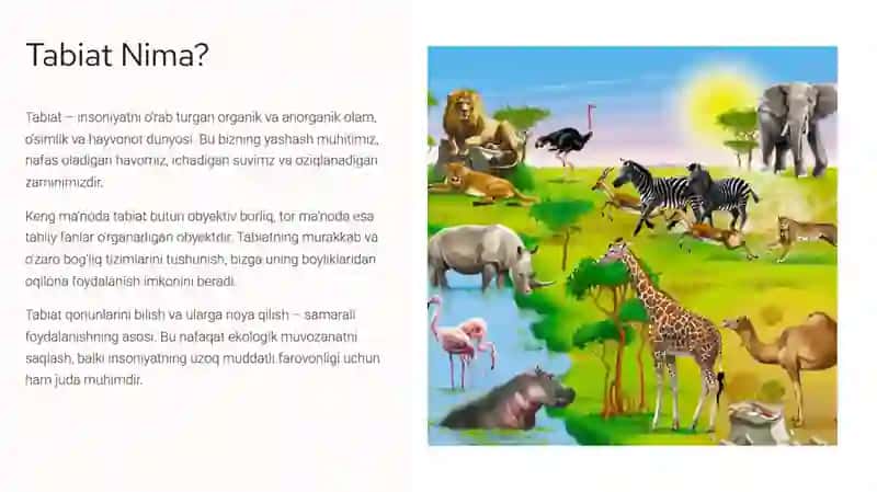 Tabiatdan unumli foydalanish 2