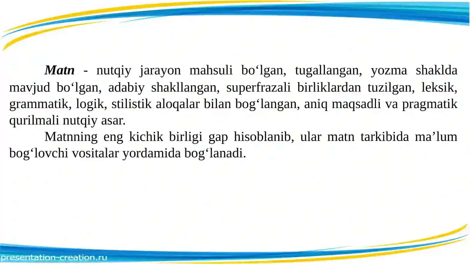 MATN VA UNING TURLARI 2