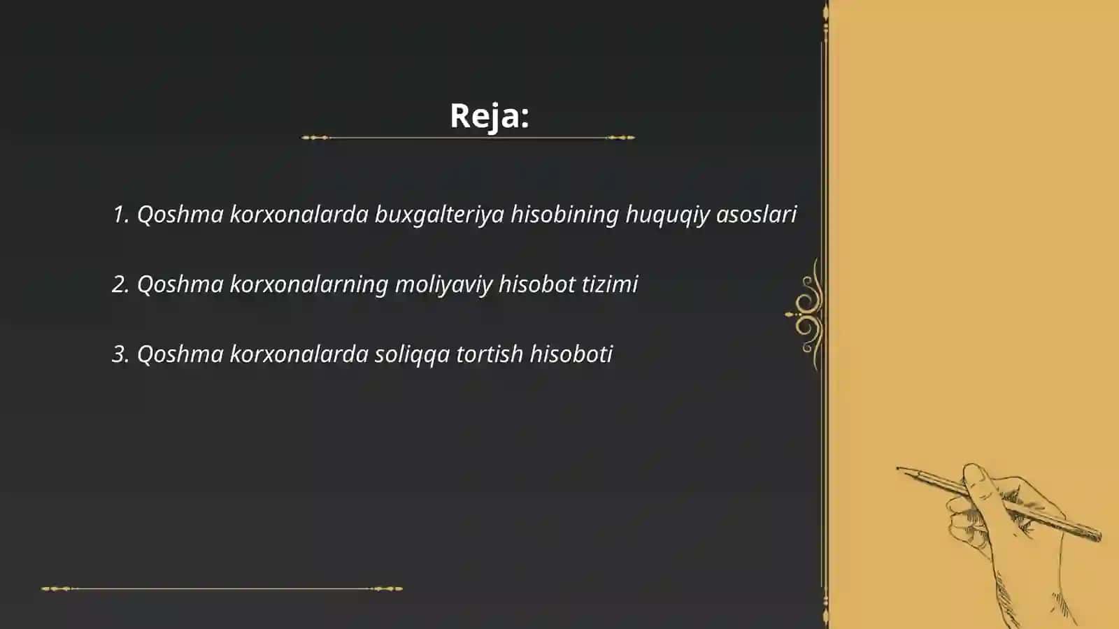 Qoshma korxonalarda buxgalteriya hisobini tashkil etish 2