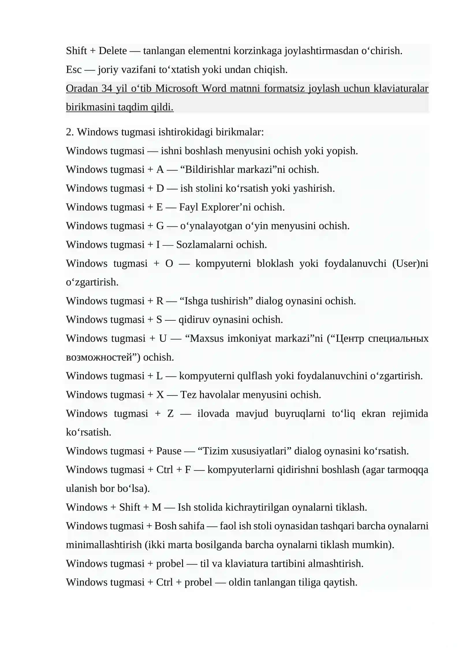 Windows 10 va macOS uchun eng koʻp foydalaniladigan klaviaturalar birikmasi 2