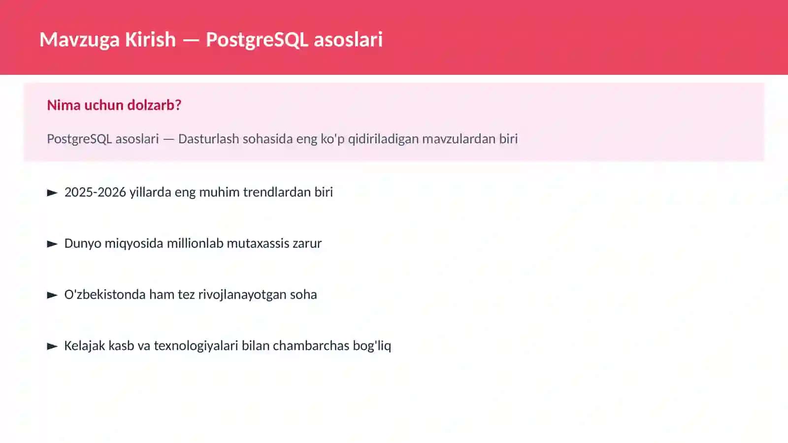 PostgreSQL asoslari 2