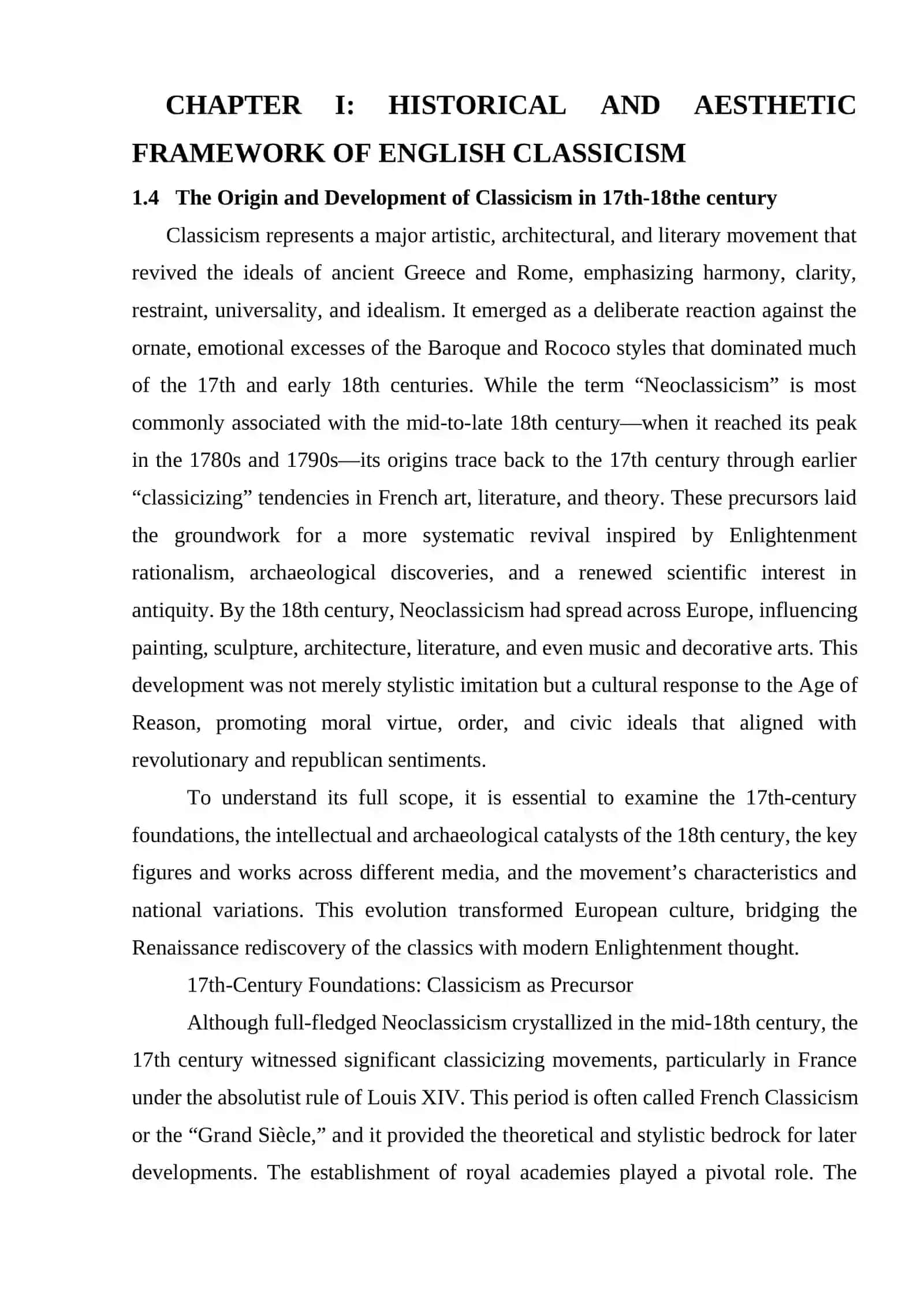 English Classicism Literature Course Work 2