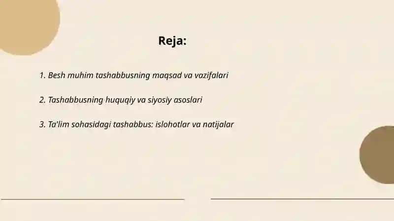 Besh muhim tashabbus 2