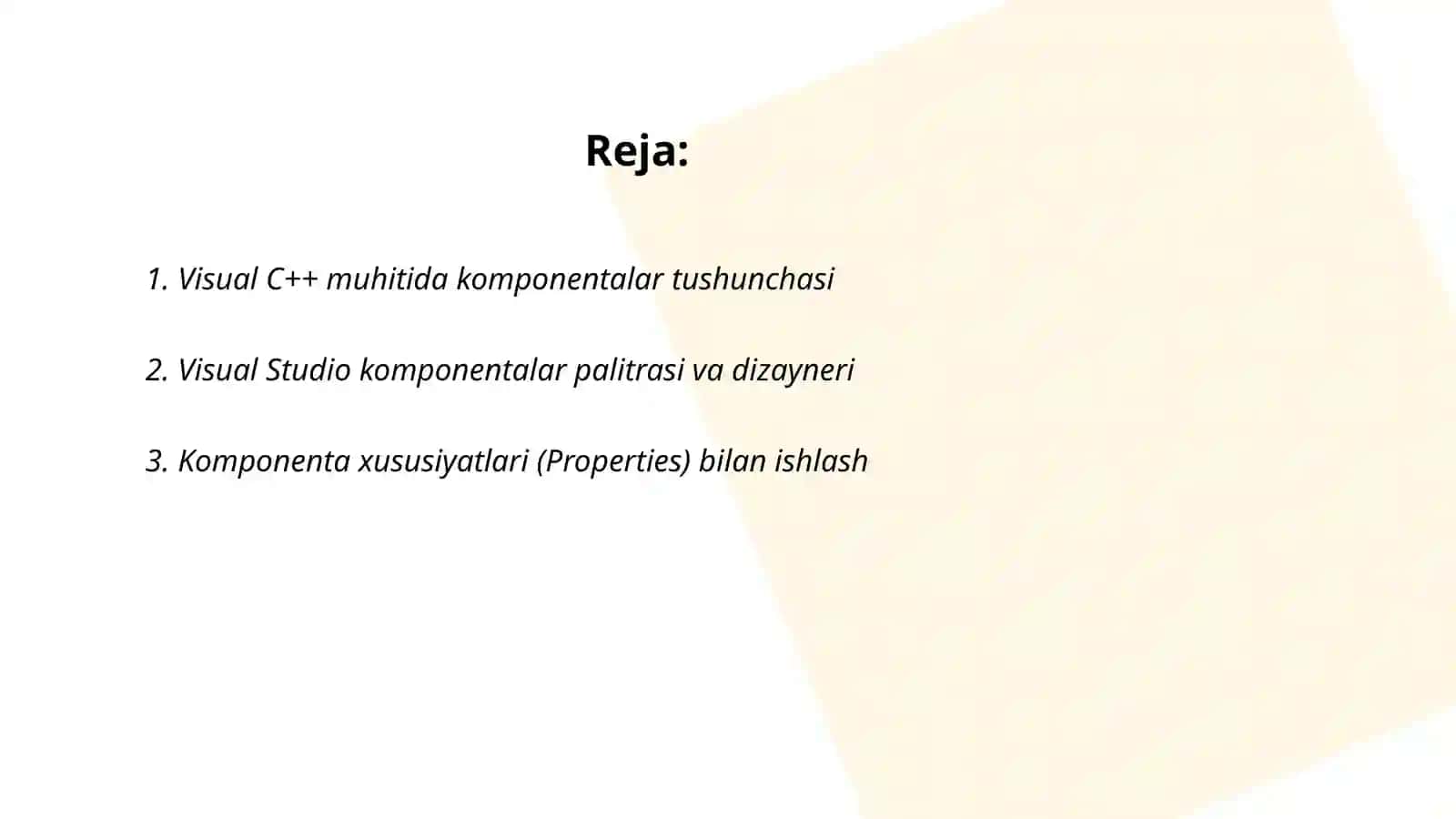 Visual C++ muhitida komponentalar bilan ishlash 2