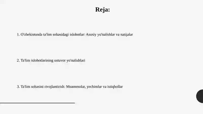 O'zbekiston Respublikasi ta'lim sohasidagi islohotlar 2
