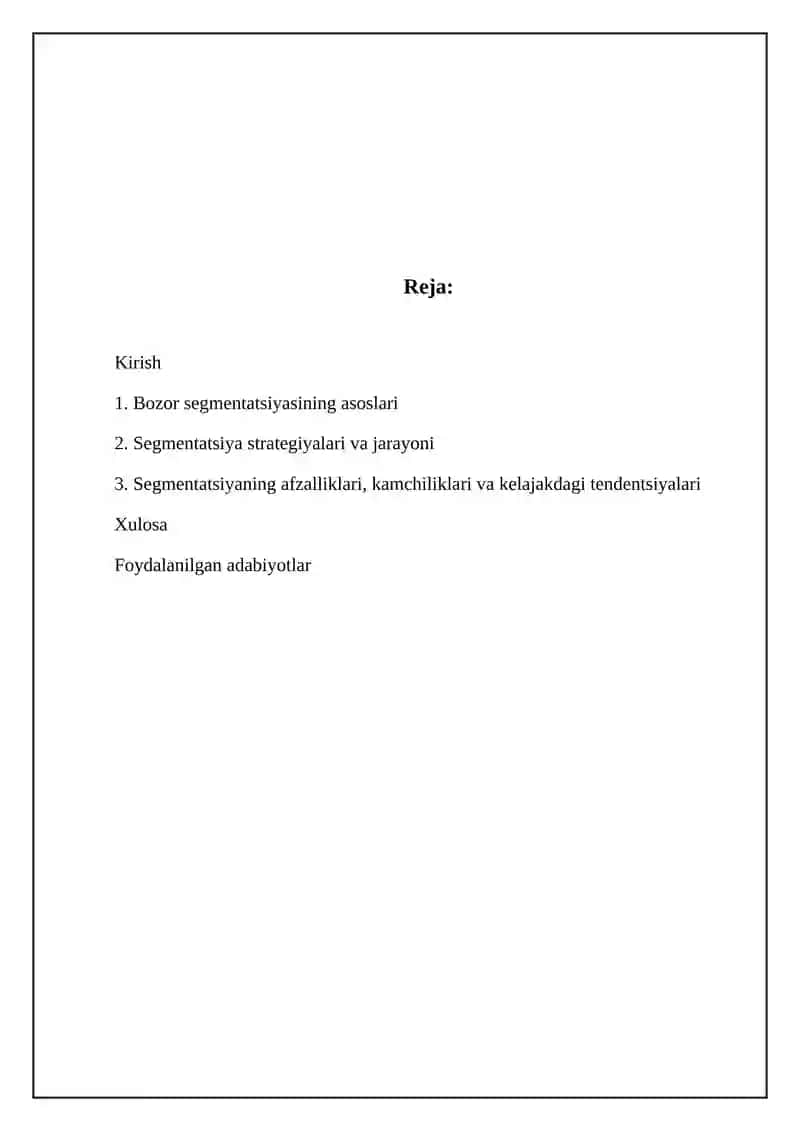 Bozor segmentatsiyasi 2