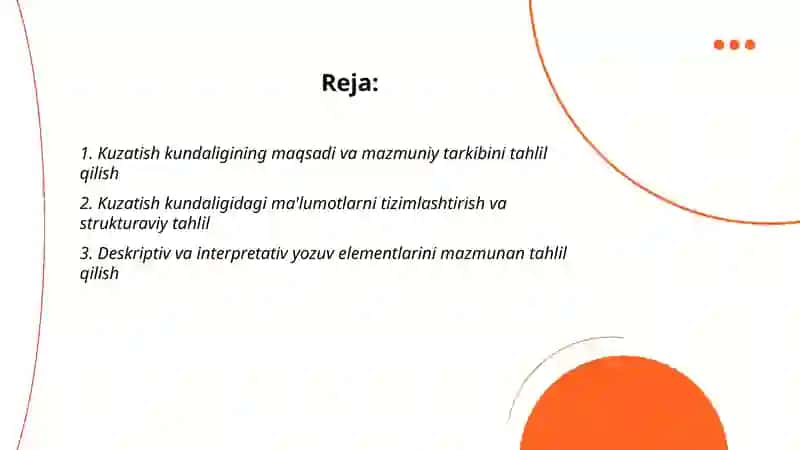 Kuzatish kundaligi mazmunining tahlili 2