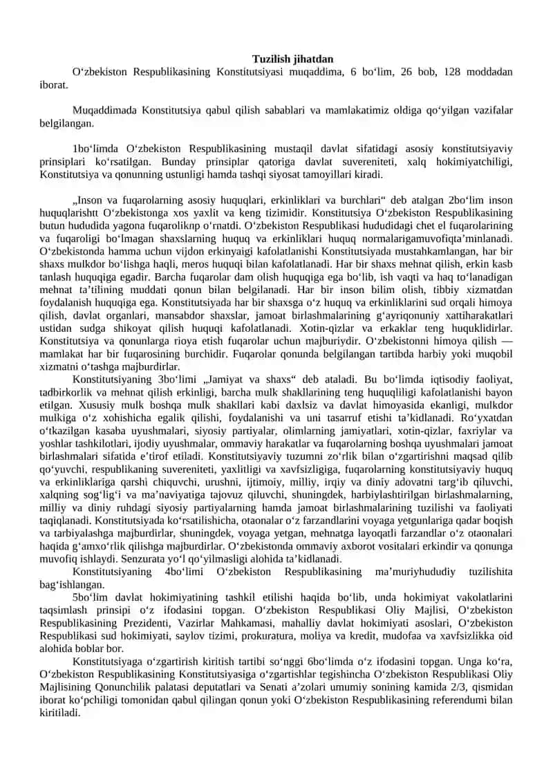Verfassung der Republik Usbekistan 2