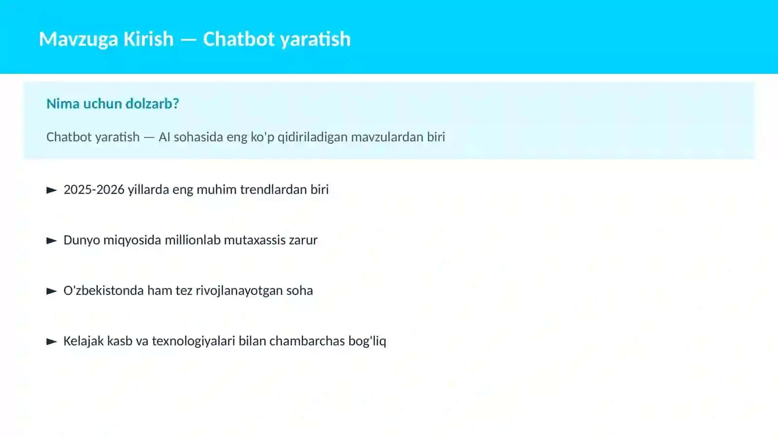 Chatbot yaratish 2