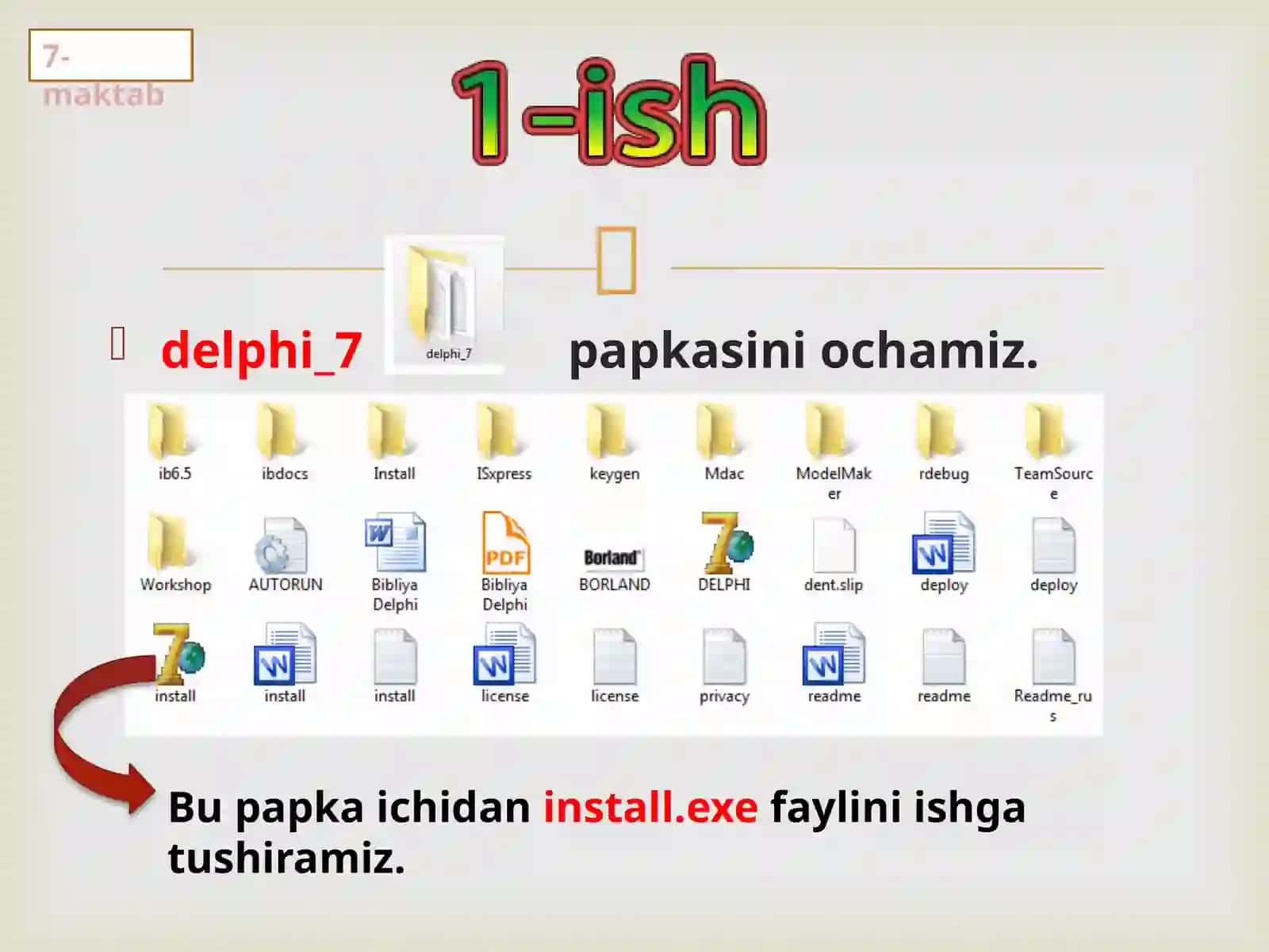 Delphi 7 yozuvini tanlashni o'rganamiz 2