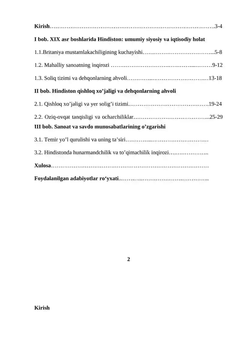 XIX asrda Hindistonning ijtimoiy iqtisodiy ahvoli 2