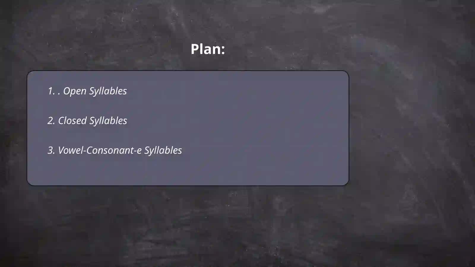 Open Syllables 2