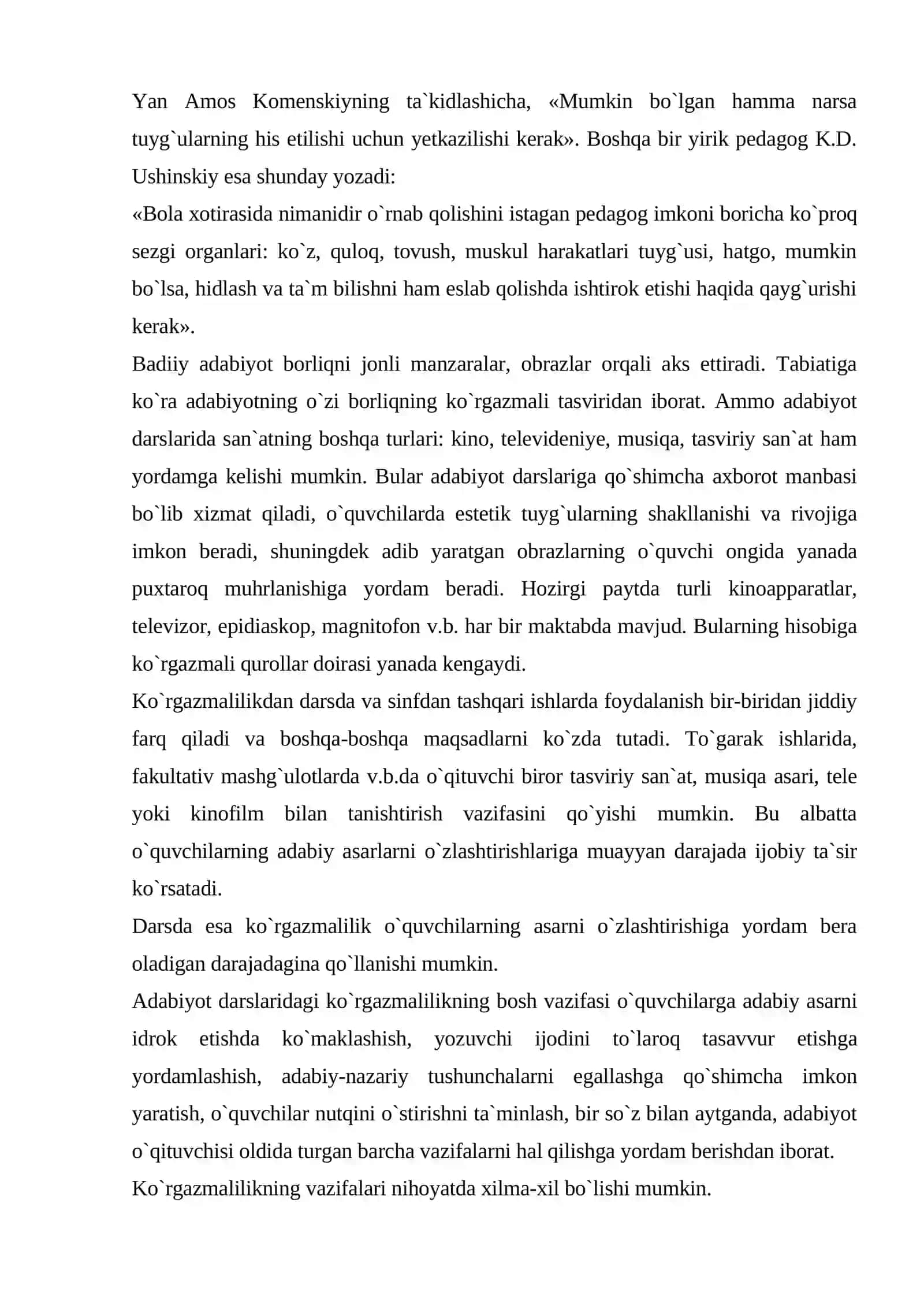 Adabiyot darslarida ko`rgazmalilik 2