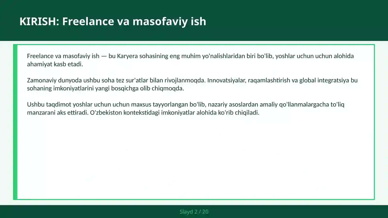 FREELANCE VA MASOFAVIY ISH 2