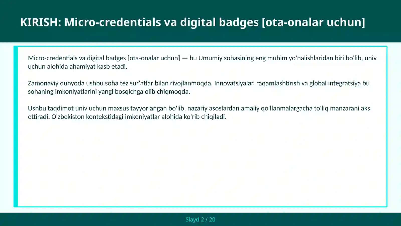 Micro-credentials va digital badges [ota-onalar uchun] 2