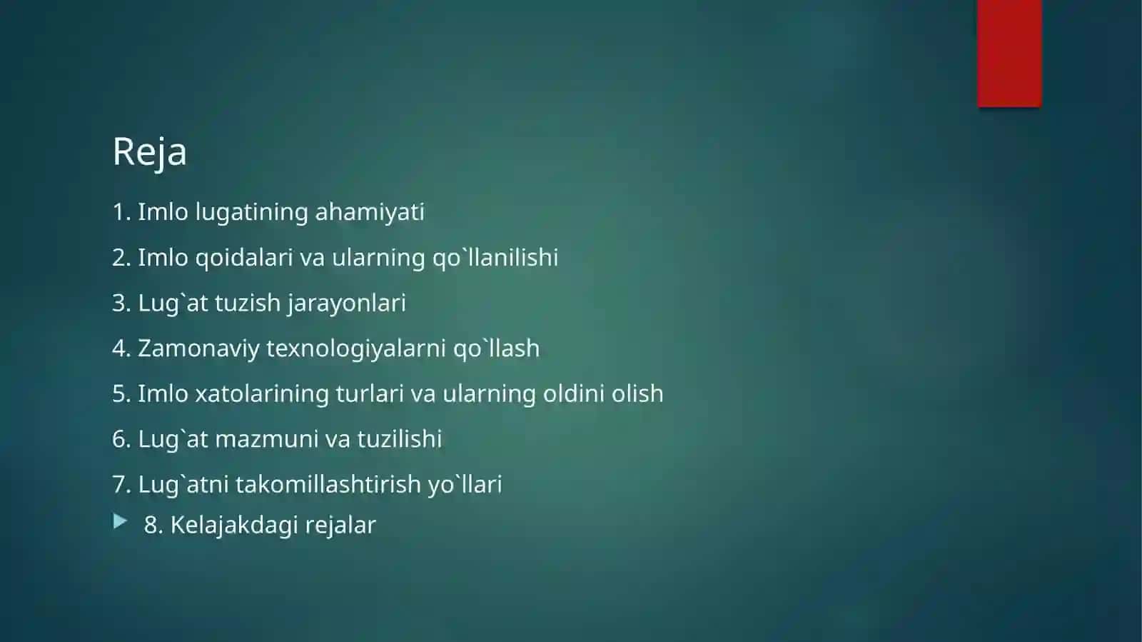 Òzbek tilining imlo luĝati ustida ishlash 2