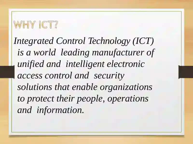 Integrated Control Technology (ICT) 2