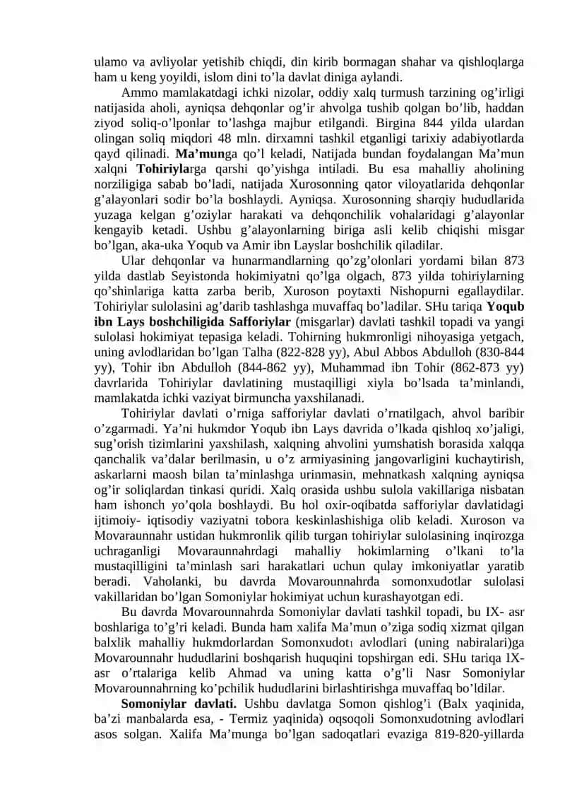 IX-XII asrlarda o’zbek davlatchiligi 2