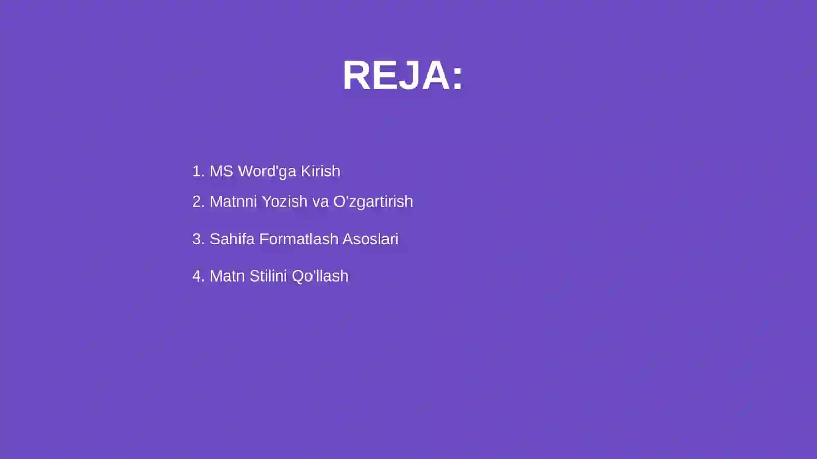 MS WORD matn redaktori bilan ishlash 2