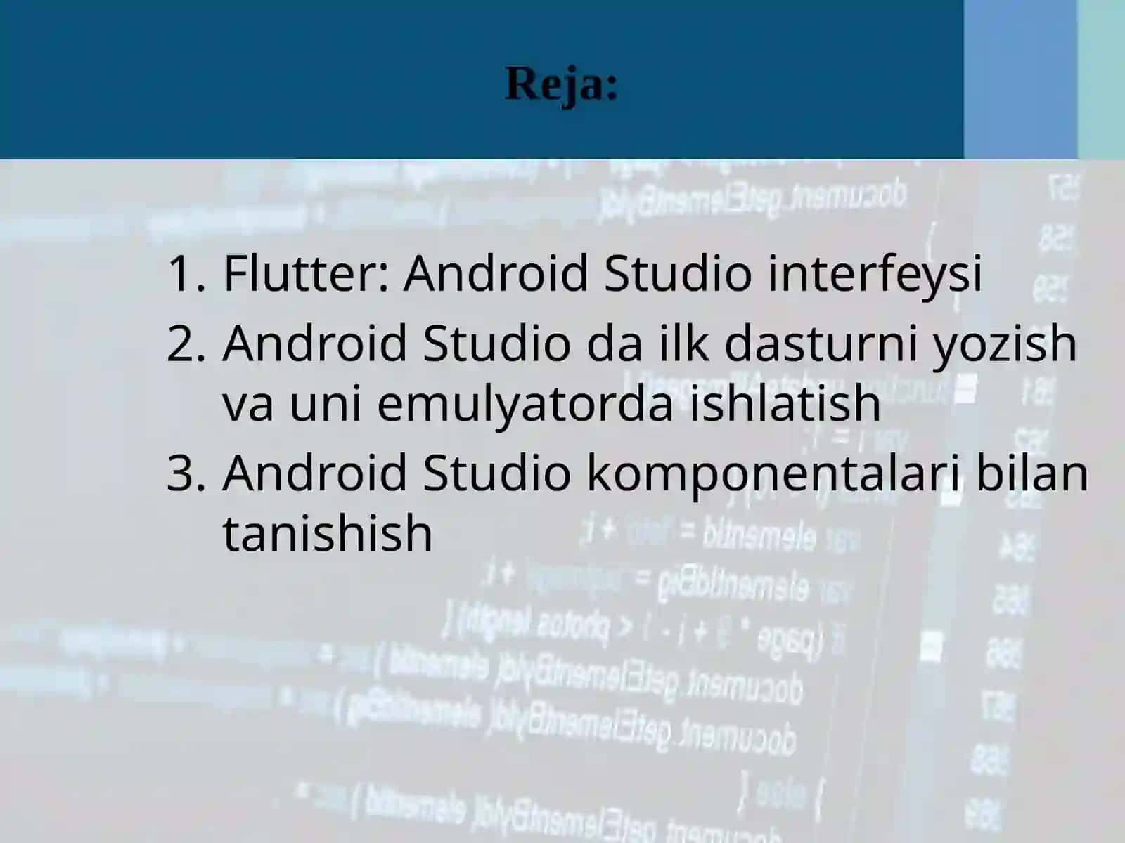 Flutter: Android Studio interfeysi 2