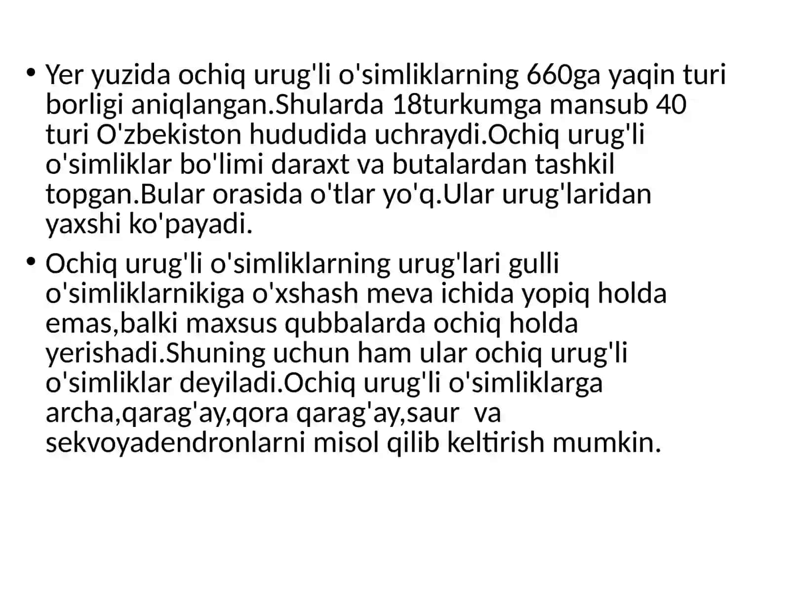 Ochiq urug'li o'simliklar 2