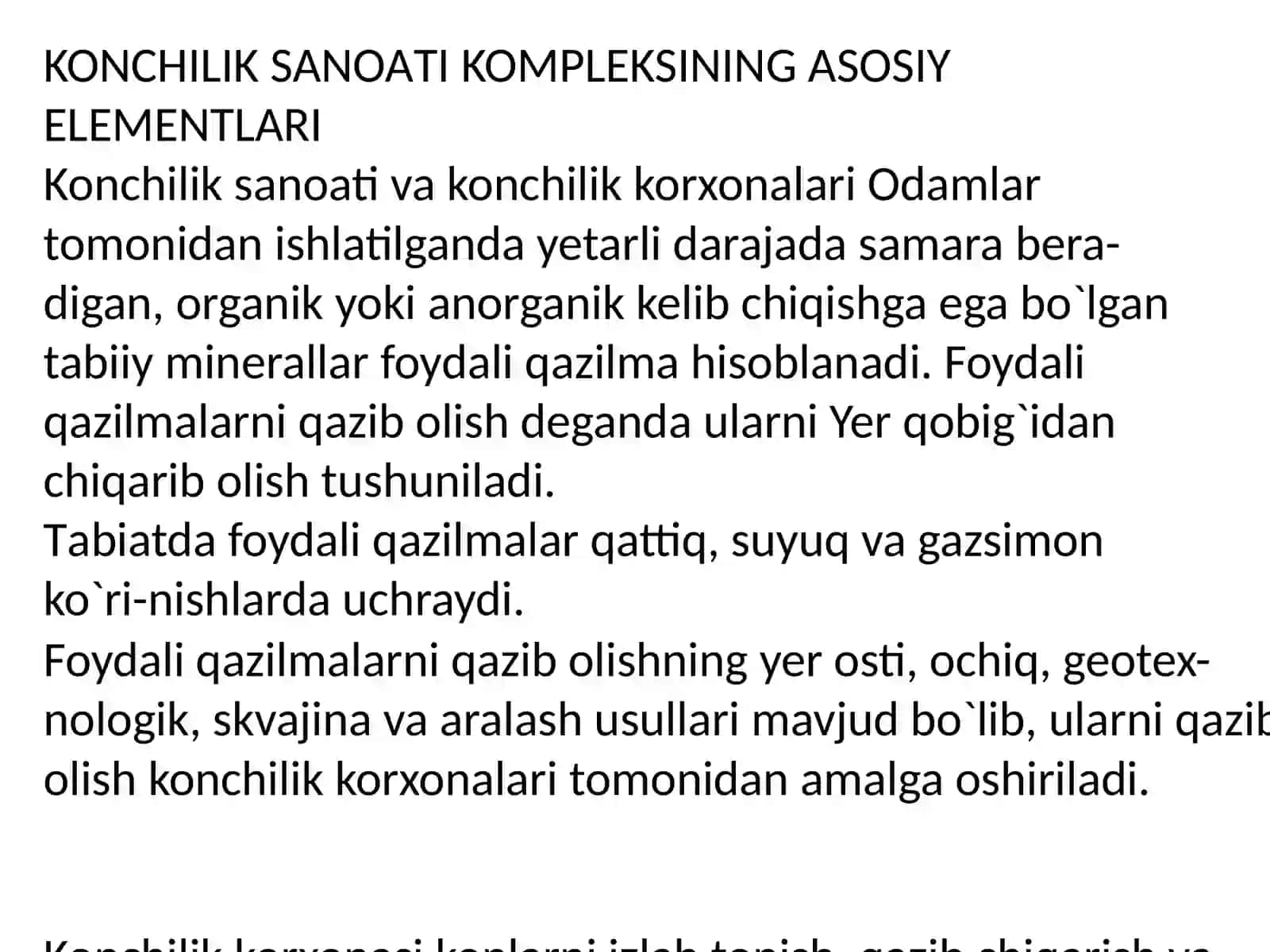 Konchilik korxonalaridagi o'ziga xos sharoitlar 2