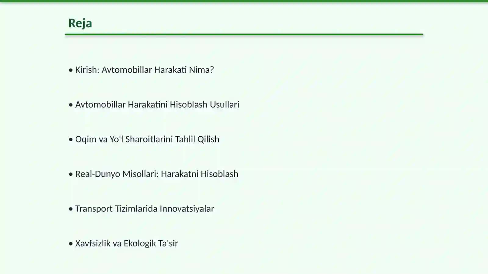Avtomobillar Harakatlanishini Hisoblash 2