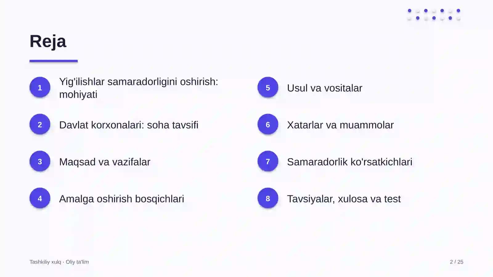 Yig'ilishlar samaradorligini oshirish: mohiyati 2