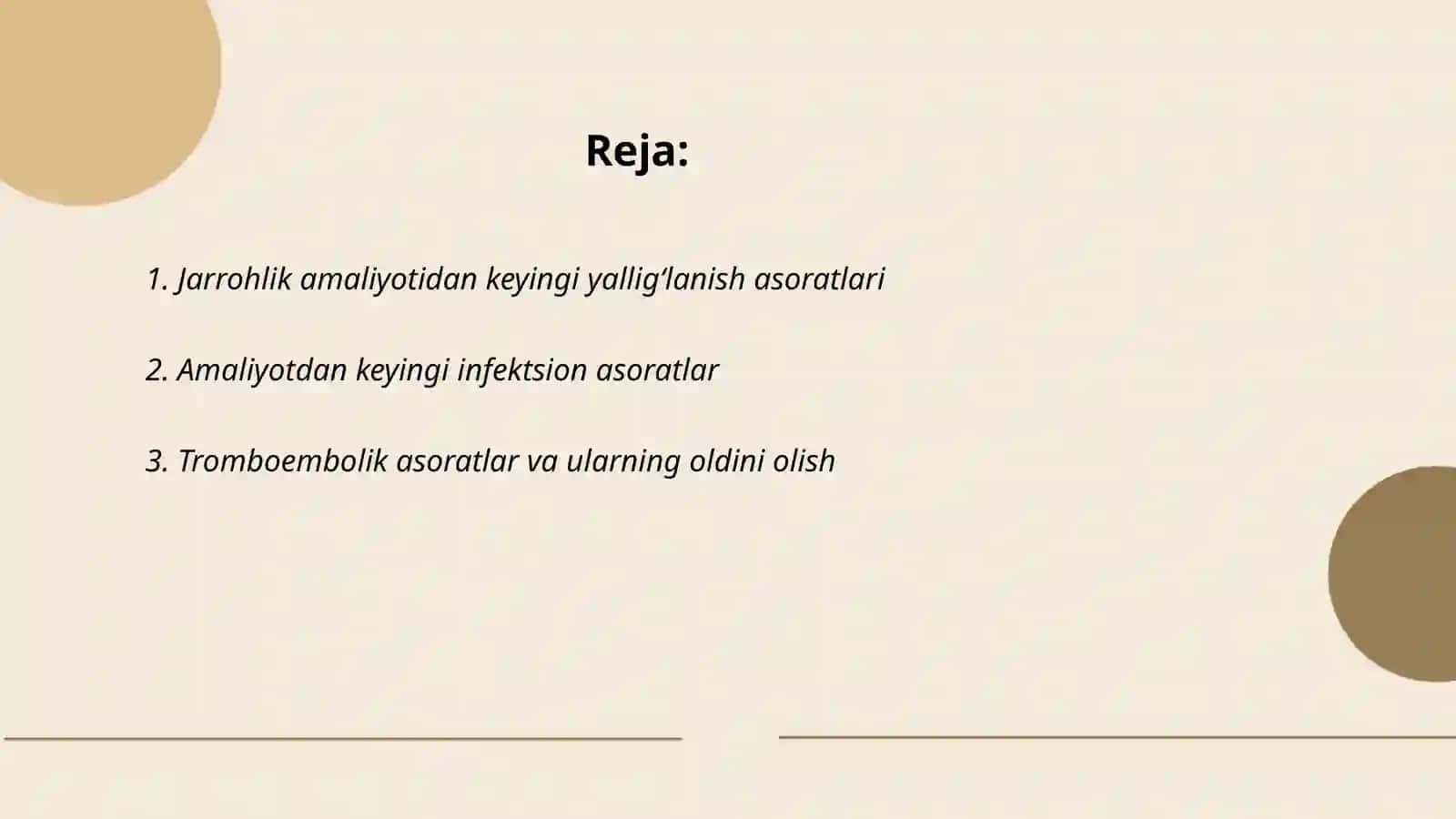 Amaliyotdan keyingi asoratlar va ularning profilaktikasi 2